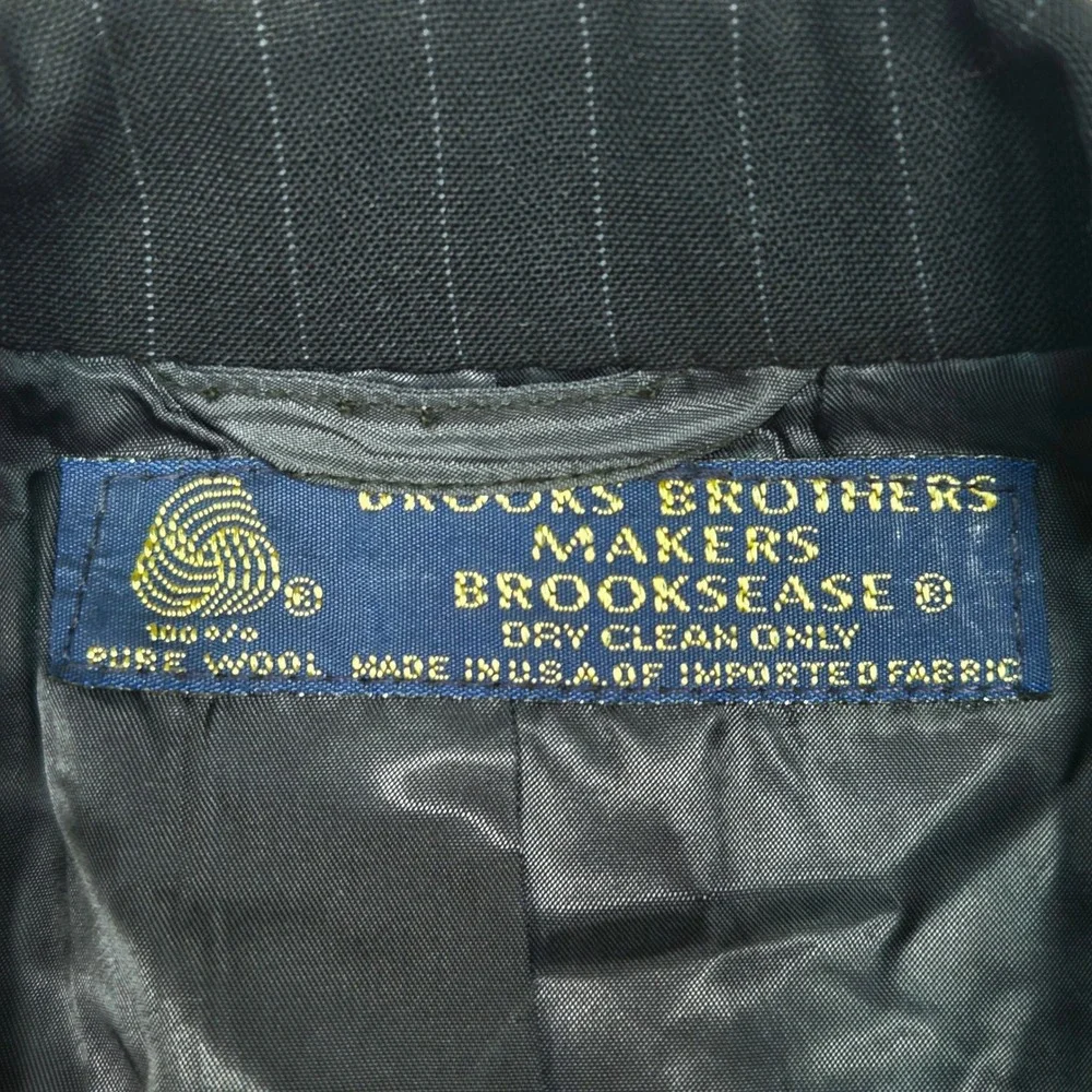 Vtg Brooks Brothers Makers Pinstripe Wool Brooksease‎ Blazer 41L Navy Sport Coat